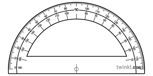 量角器角度探测器详细黑色和白色1 Illustration Twinkl