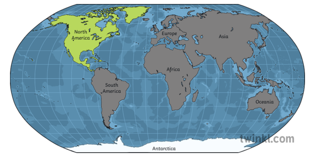 Proyeccion Robinson Mapa Del Mundo 7 Continentes Norte America Con