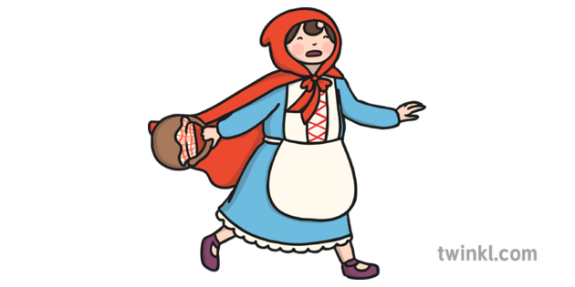 Running Little Red Riding Hood Illustration Twinkl