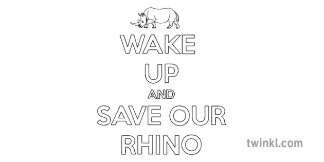 Save The Rhino Plakat Schwarz Weiss Illustration Twinkl