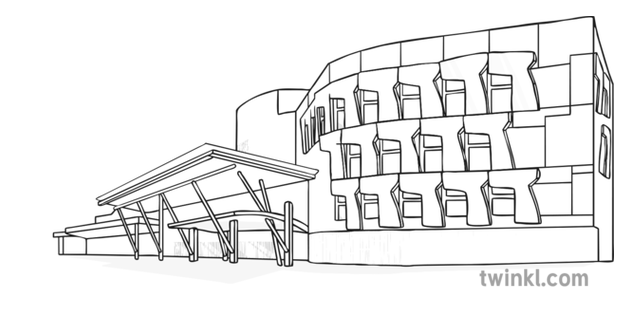 scottish parliament building black and white illustration twinkl scottish parliament building black and