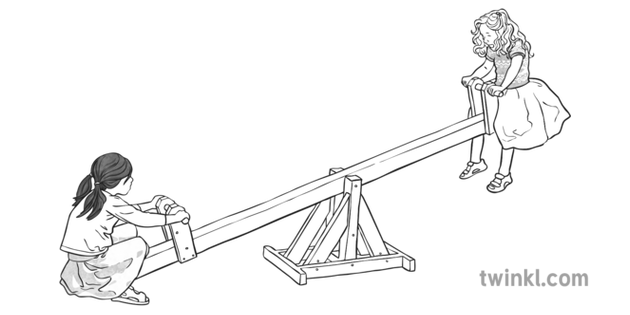 Seesaw Black And White Illustration Twinkl