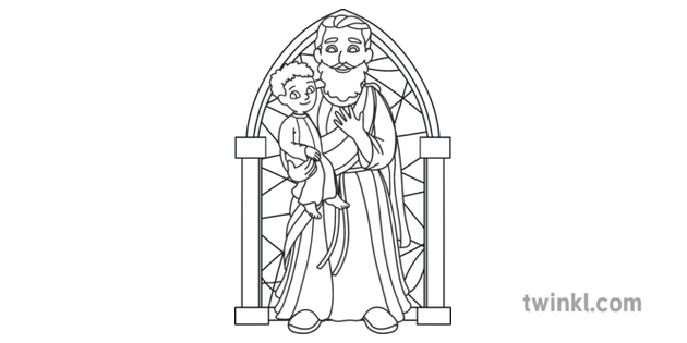 Coloriage St Joseph Noir Et Blanc Rgb Ver 1 Illustration Twinkl
