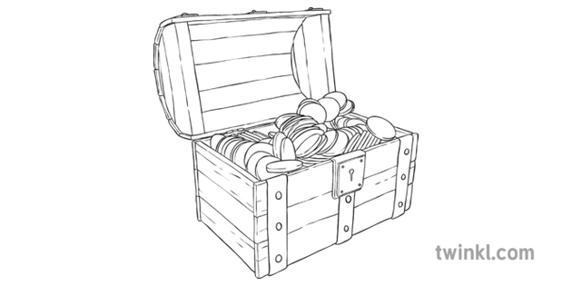 Treasure Chest Black And White 2 Illustration Twinkl