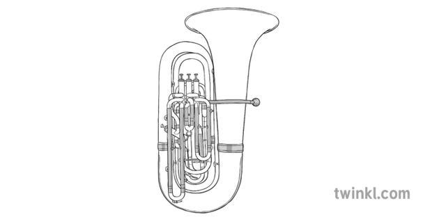 Tuba Black And White Illustration Twinkl