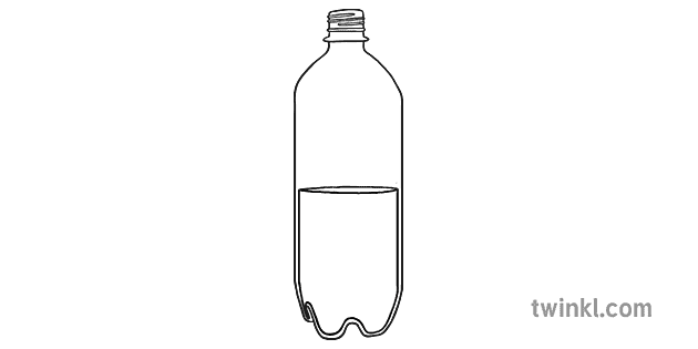 1 Litre Bottle Half Full KS1 Black and White Illustration - Twinkl