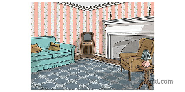 1950s Living Room Illustration - Twinkl
