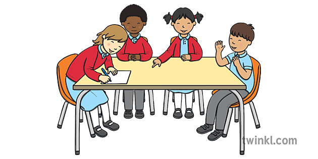 4 Children Working As A Group Illustration - Twinkl