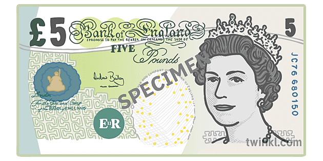 5 five pound note front 2 Illustration - Twinkl