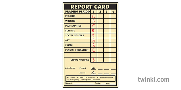 a-school-report-card-illustrazione