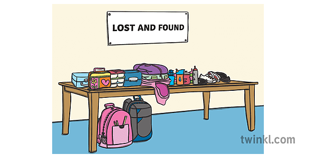A Schools Lost and Found Table Illustration