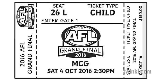 Afl Grand Final Ticket Black And White 2 Illustration Twinkl