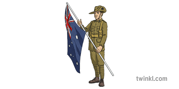 ANZAC Australian Flag Soldier ANZAC Day - Twinkl