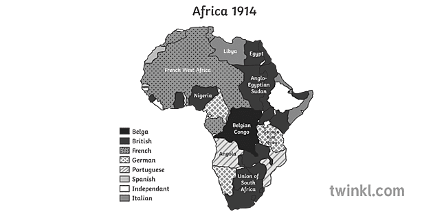 African Colonies In 1914 Countries Europe First World War History Secondary   African Colonies In 1914   Countries Europe First World War History Secondary Black And White RGB 