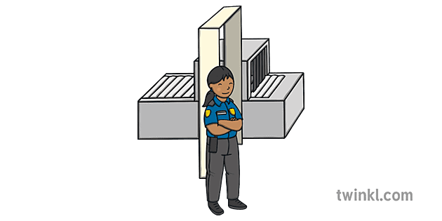Airport Security With Guard Illustration - Twinkl