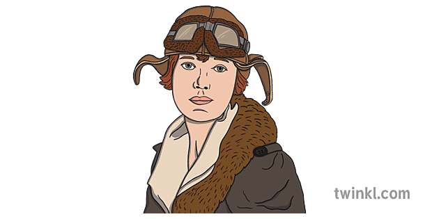 Amelia Earhart Porträt Illustration - Twinkl