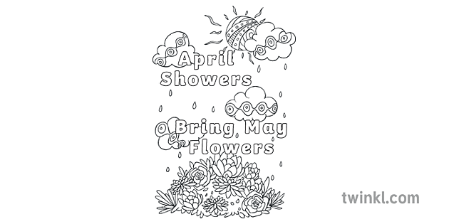 四月淋浴带来可能花正念着色ks2 Illustration Twinkl