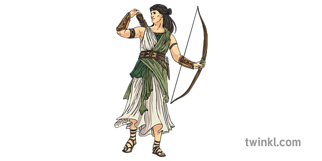 Artemis Greek Mythology Goddess Bow Hunt MPS KS2 Illustration - Twinkl