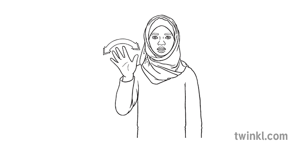 bsl hello goodbye british sign language greetings ks12 black and white 1