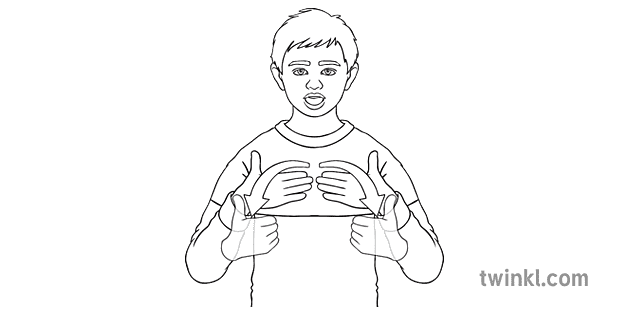 BSL How Are You British Sign Language Greeting KS12 Black and White