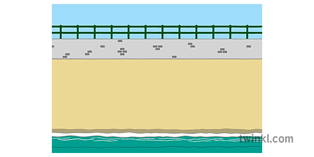 海灘現場背景05彩色的線沙海牆eyfs Illustration Twinkl