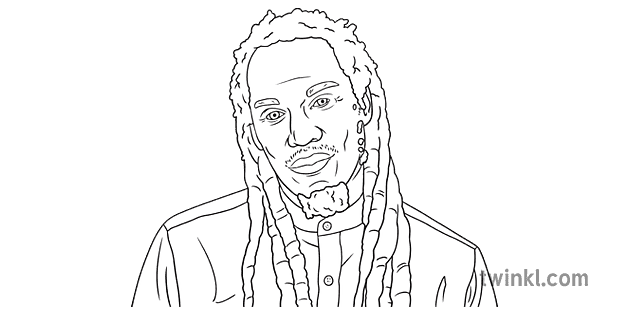 Benjamin Zephaniah Portrait Black and White RGB Illustration - Twinkl