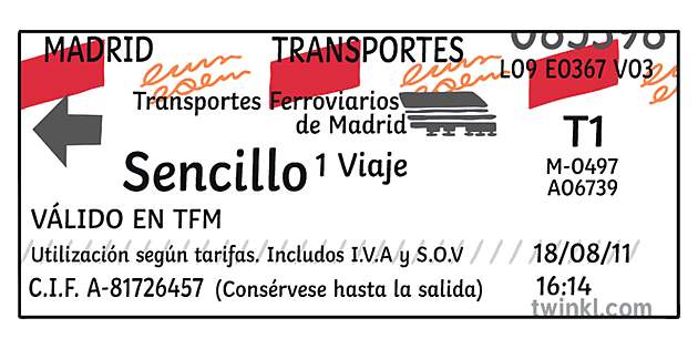 Billete De Metro De Madrid Madrid Metro Bus Ticket Transport Spain ES KS1