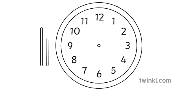 Blank Clock Face Telling Time Numbers Hands Editable KS1 Black and White