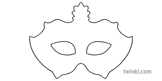 Blank Masquerade Mask Black and White Illustration - Twinkl