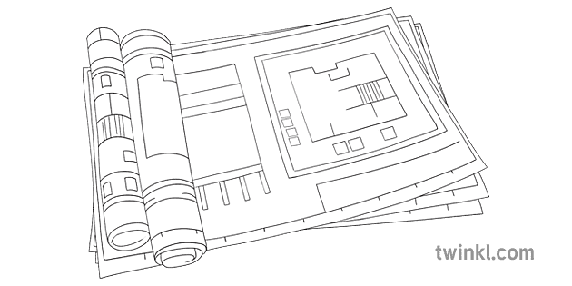 Blueprints Black and White RGB Illustration - Twinkl