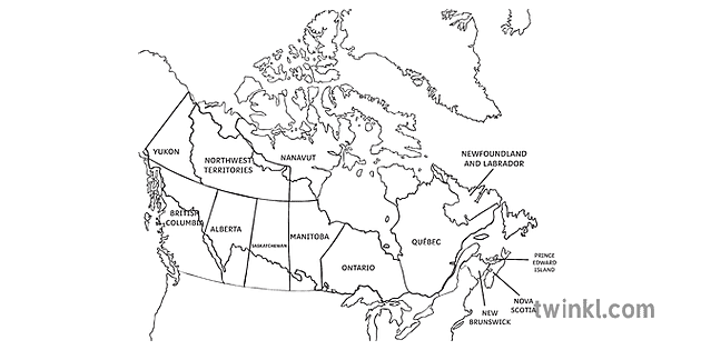 boreal forest canada map habitat geography science ks2 bw rgb Illustration