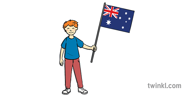 boy holding australian flag country ks1 Illustration - Twinkl