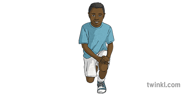 Boy Kneeling In Pe Kit 2 Striking And Fielding Cricket Pe Ks2 Illustration