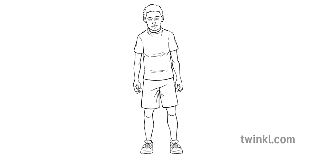 boy leaning forward people positions ks2 black and white rgb Illustration