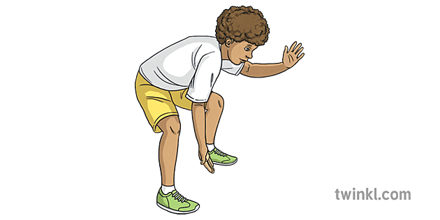 Boy Squatting Hand Down Illustration - Twinkl