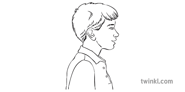 Boy Talking Black and White 3 Illustration - Twinkl