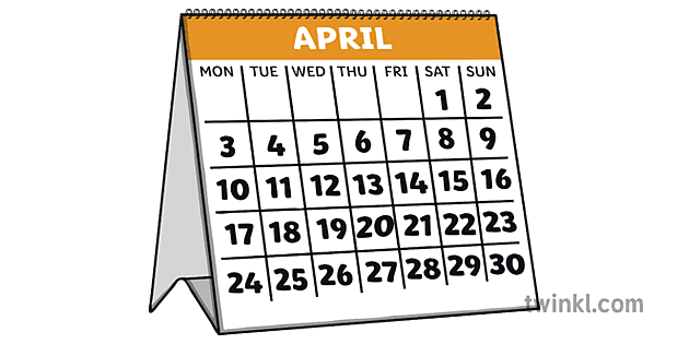 Kalendar Prikazivanje Aprila Dana Sedmica Mjeseca Mjerenja Vremena Ks1