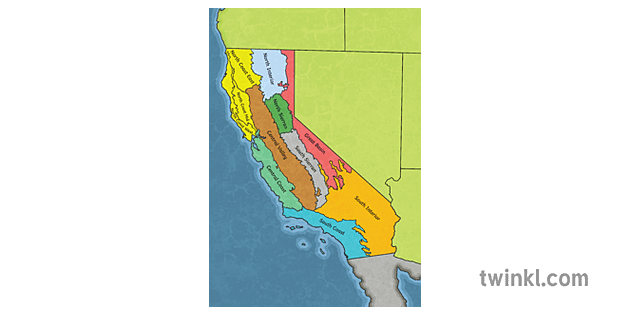Kalifornijos Regionai žemėlapis žemėlapis Kalifornija Jav Ks2kalifornijos