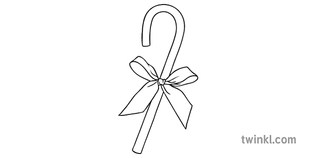 キャンディケイン白黒 2 Illustration Twinkl