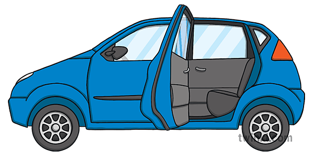 Coche Puerta Trasera Abierta Vehiculo Transporte Asiento Eyfs Illustration