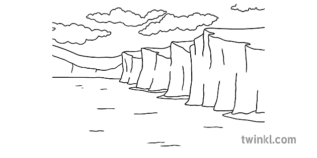 Chalk Cliffs Landscape Sea Geology Dover KS1 Black And White RGB