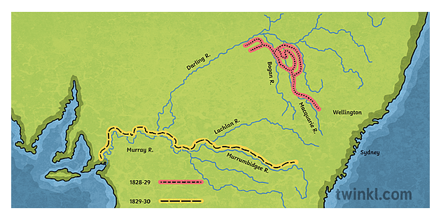 Charles Sturt Expedition Map KS2 - Twinkl