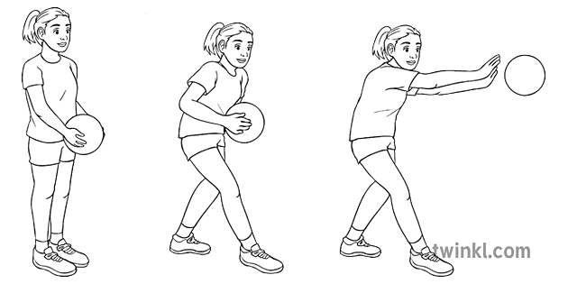 chest-pass-netball-sports-pe-secondary-bw-rgb-illustration-twinkl