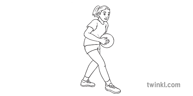 Chest Pass Step 2 Netball Sport Pe Secondary Bw Rgb Illustration Twinkl