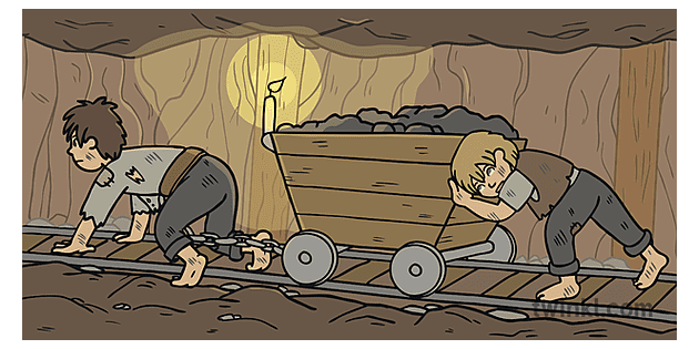 Child Labour in Coal Mine History Victorian EDIT Eyes Open Illustration