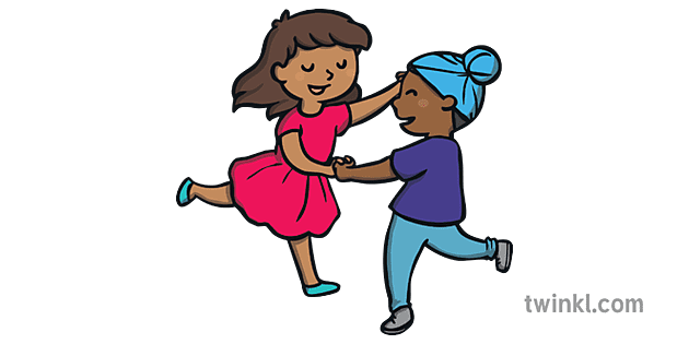 Kinder tanzen im Paar 1 Illustration - Twinkl