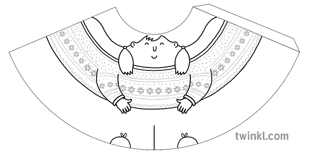 クリスマスジャンパーガールコーンキャラクター白黒