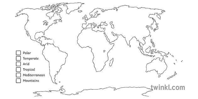 carte du monde de zone climatique geographie ks3 bw rgb Illustration ...