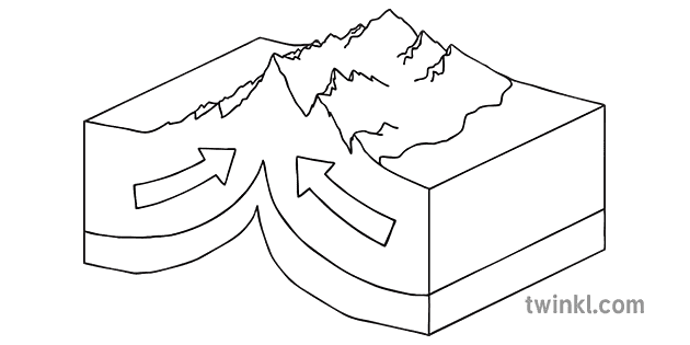 colisión placa límite blanco y negro Illustration - Twinkl