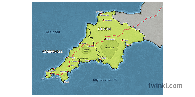 Cornwall and Devon Map Illustration - Twinkl